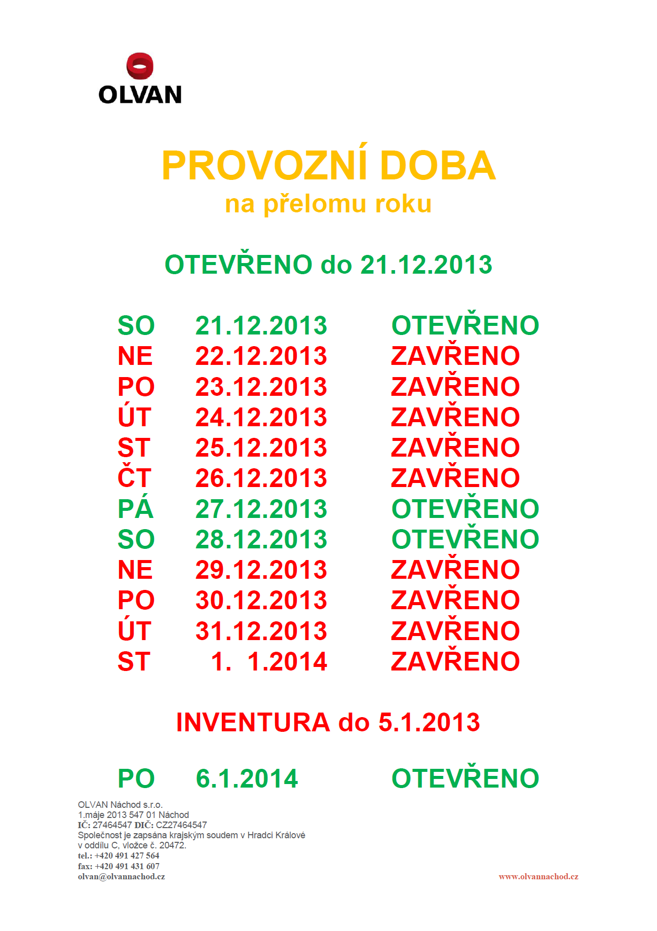 provozní doba