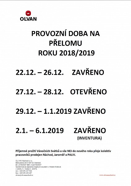 PALIVA provozní doba