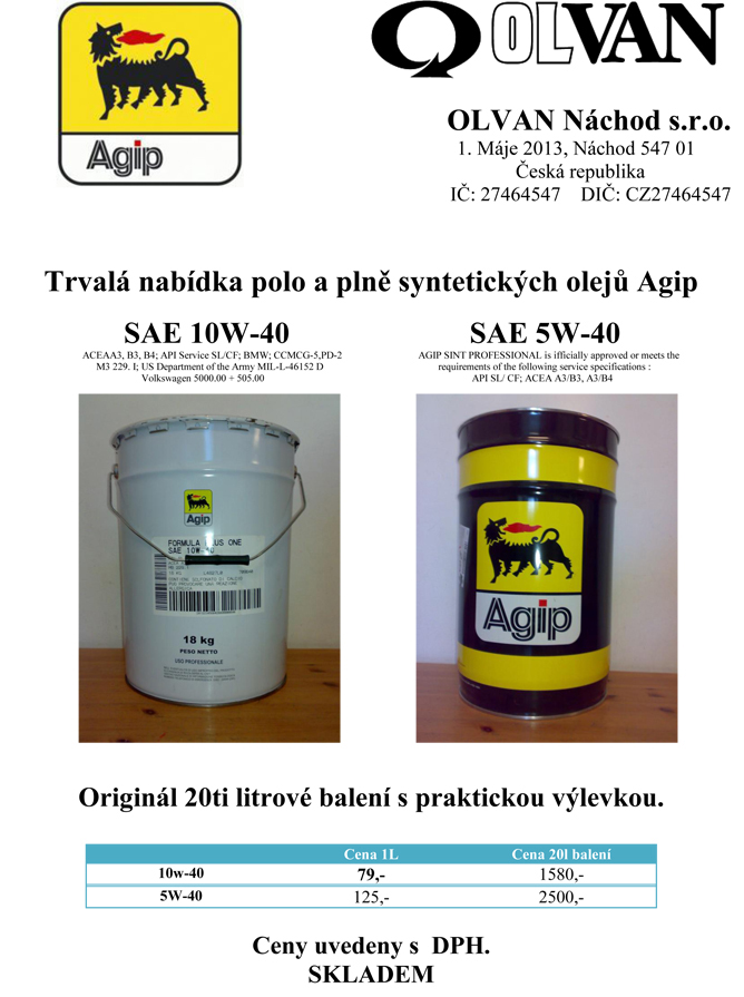 motorové oleje Agip