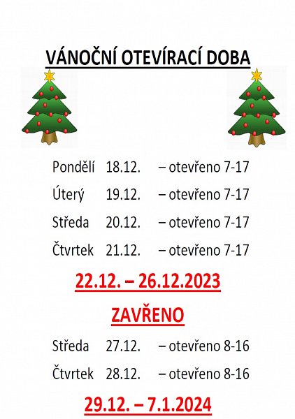 Vánoční otevírací doba