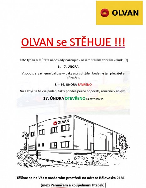 OLVAN se stěhuje