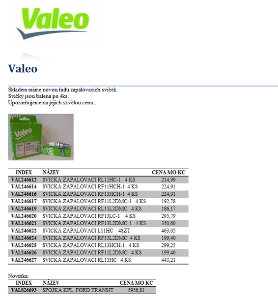 zapalovaci svíčky Valeo