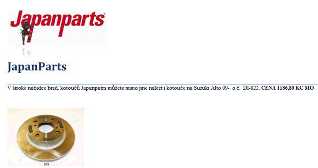 brzdové kotouče Japanparts